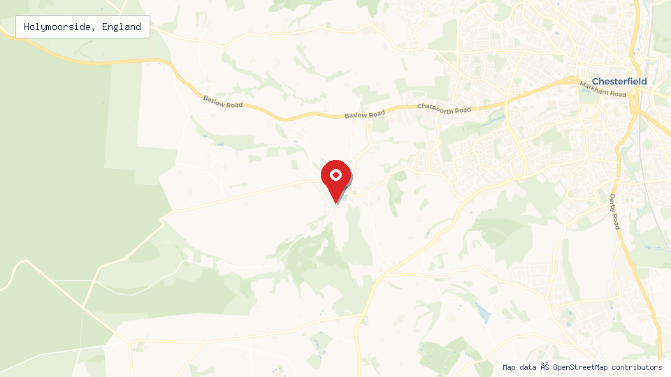 Street map of Holymoorside, England with location pin
