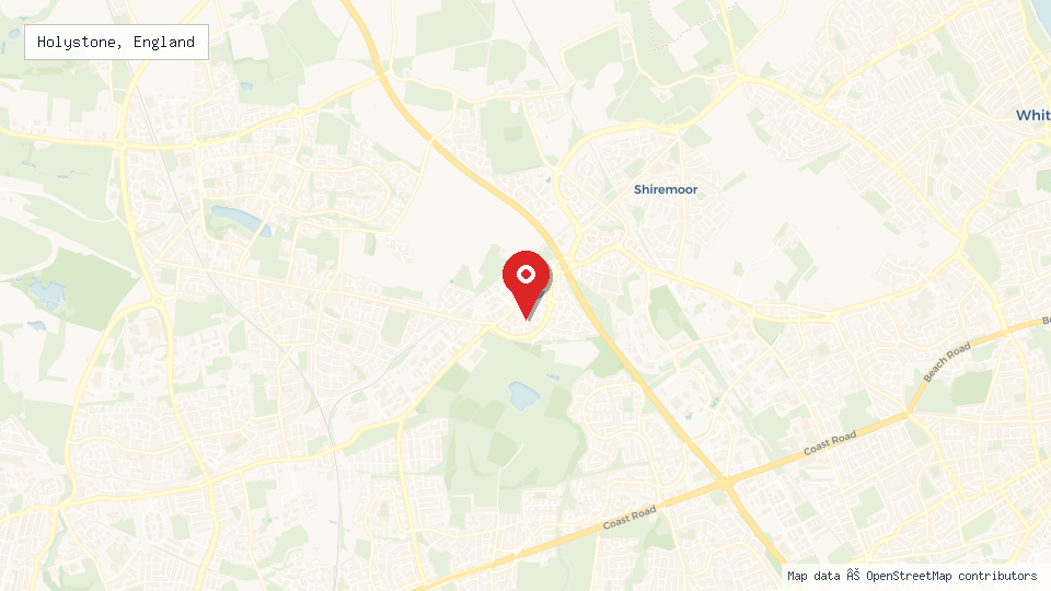 Street map of Holystone, England with location pin