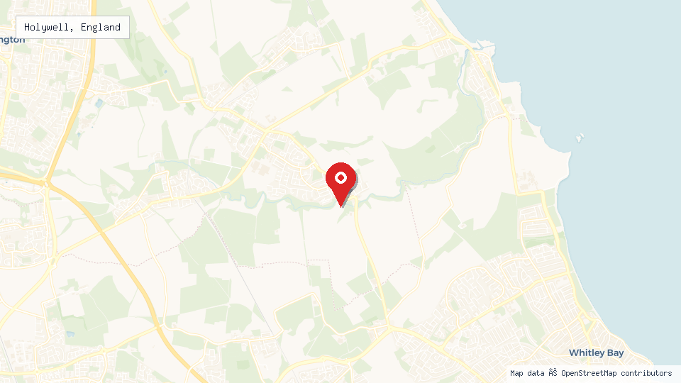 Street map of Holywell, England with location pin