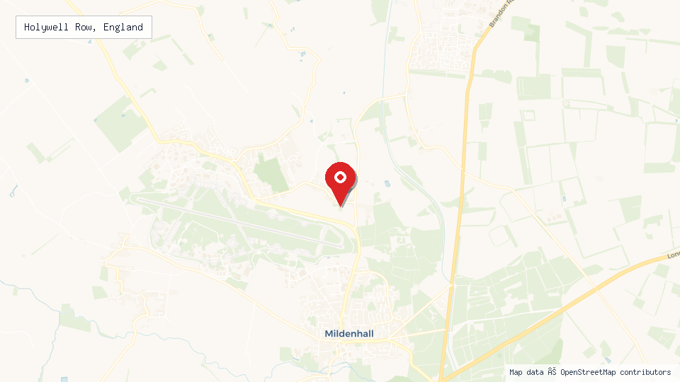 Street map of Holywell Row, England with location pin