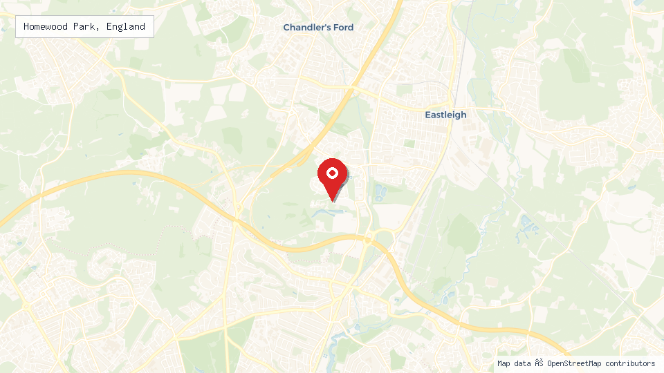 Street map of Homewood Park, England with location pin