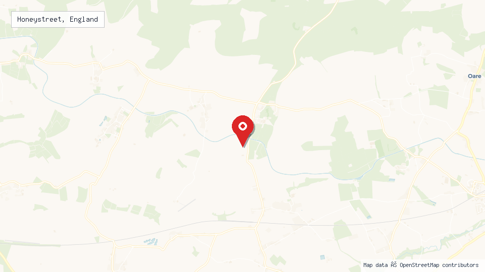 Street map of Honeystreet, England with location pin
