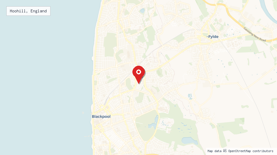 Street map of Hoohill, England with location pin