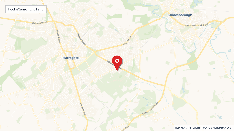Street map of Hookstone, England with location pin