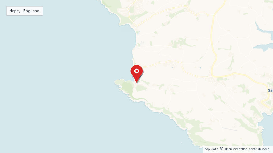 Street map of Hope, England with location pin