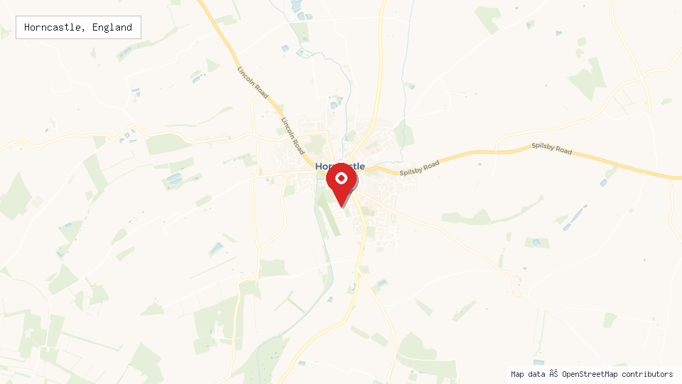 Street map of Horncastle, England with location pin