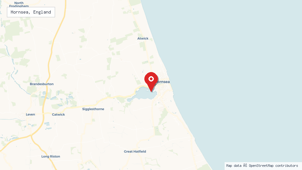 Street map of Hornsea, England with location pin