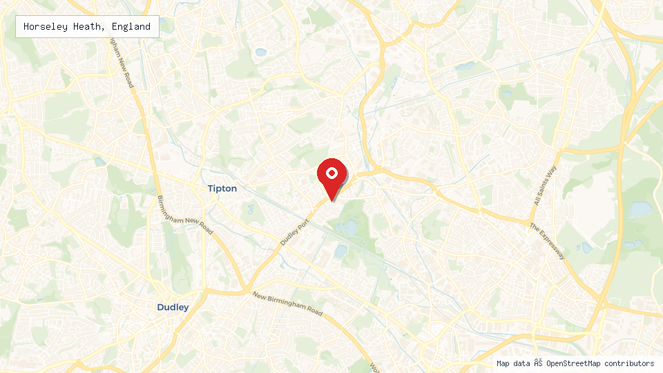 Street map of Horseley Heath, England with location pin