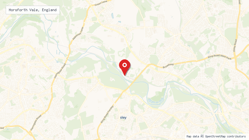 Street map of Horsforth Vale, England with location pin