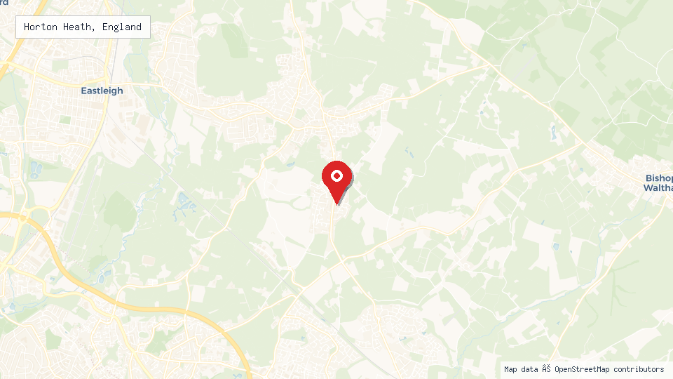 Street map of Horton Heath, England with location pin