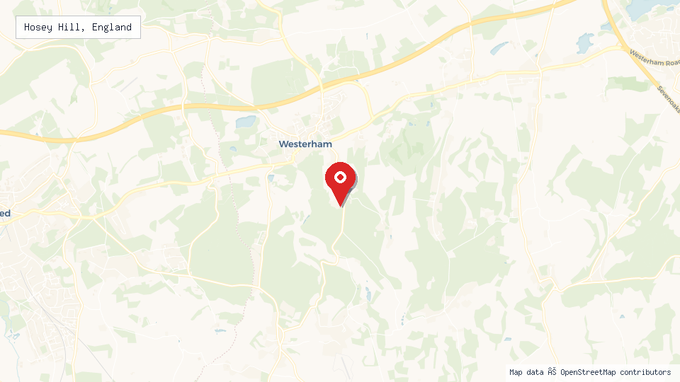 Street map of Hosey Hill, England with location pin
