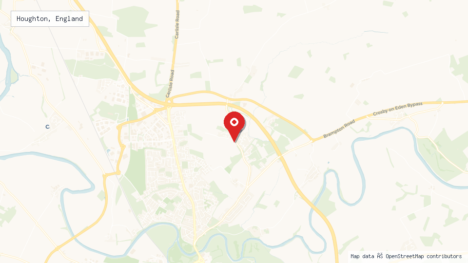 Street map of Houghton, England with location pin