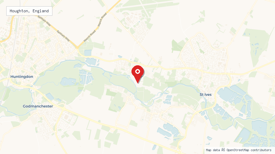 Street map of Houghton, England with location pin