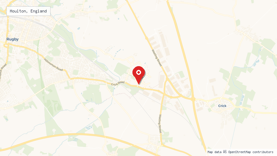 Street map of Houlton, England with location pin
