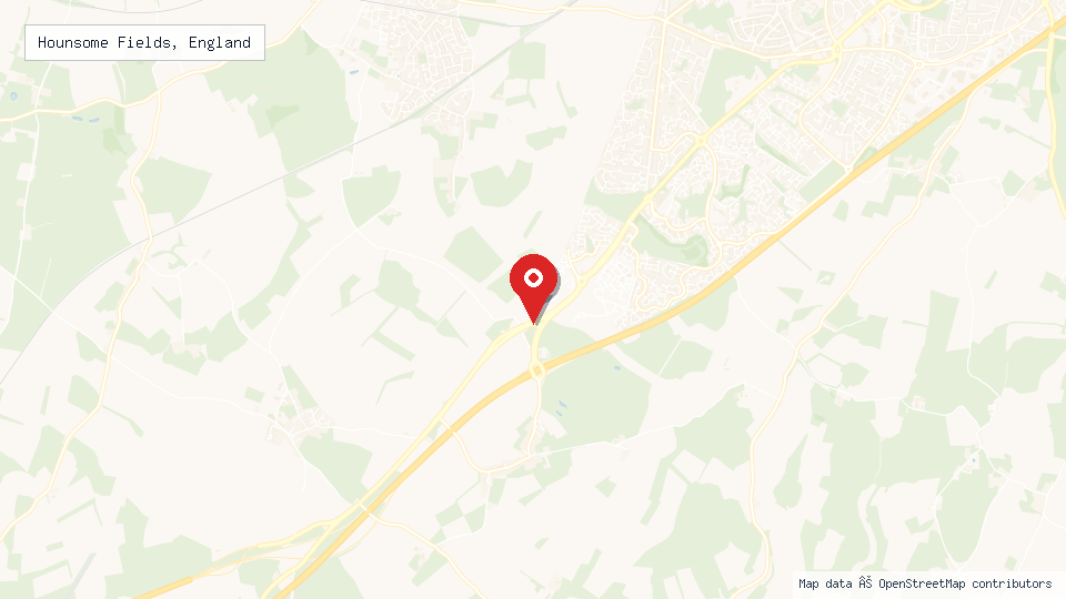 Street map of Hounsome Fields, England with location pin