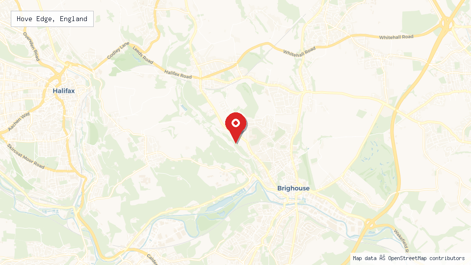 Street map of Hove Edge, England with location pin