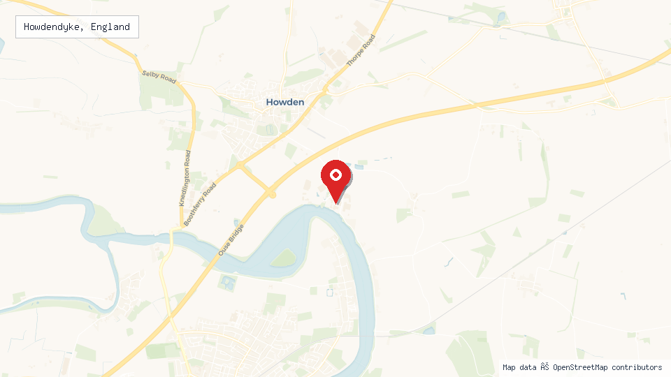 Street map of Howdendyke, England with location pin