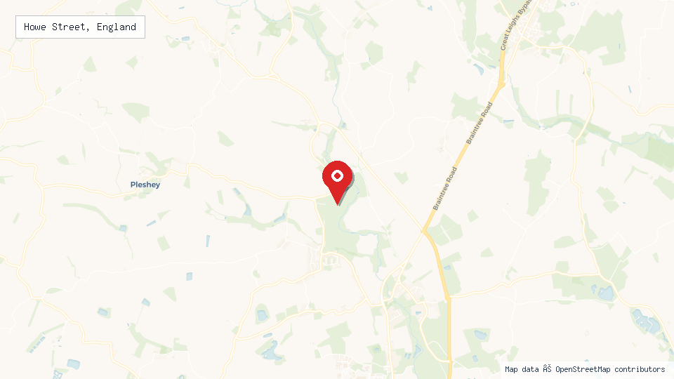 Street map of Howe Street, England with location pin