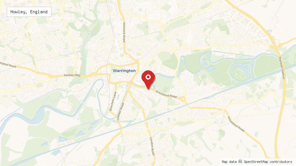 Street map of Howley, England with location pin