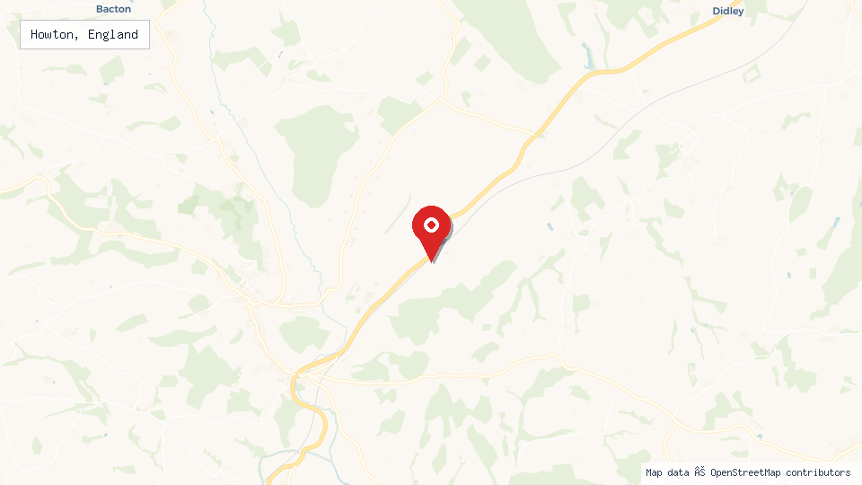 Street map of Howton, England with location pin