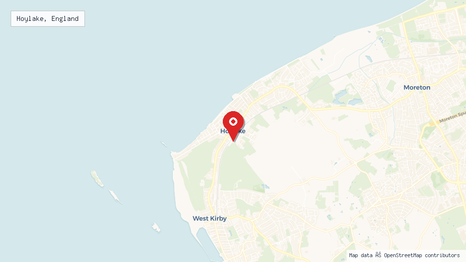 Street map of Hoylake, England with location pin