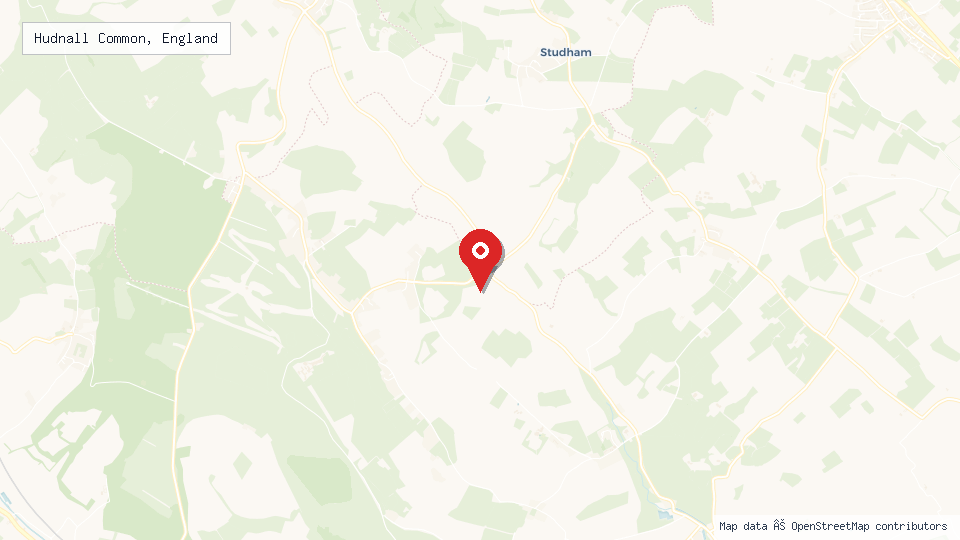 Street map of Hudnall Common, England with location pin