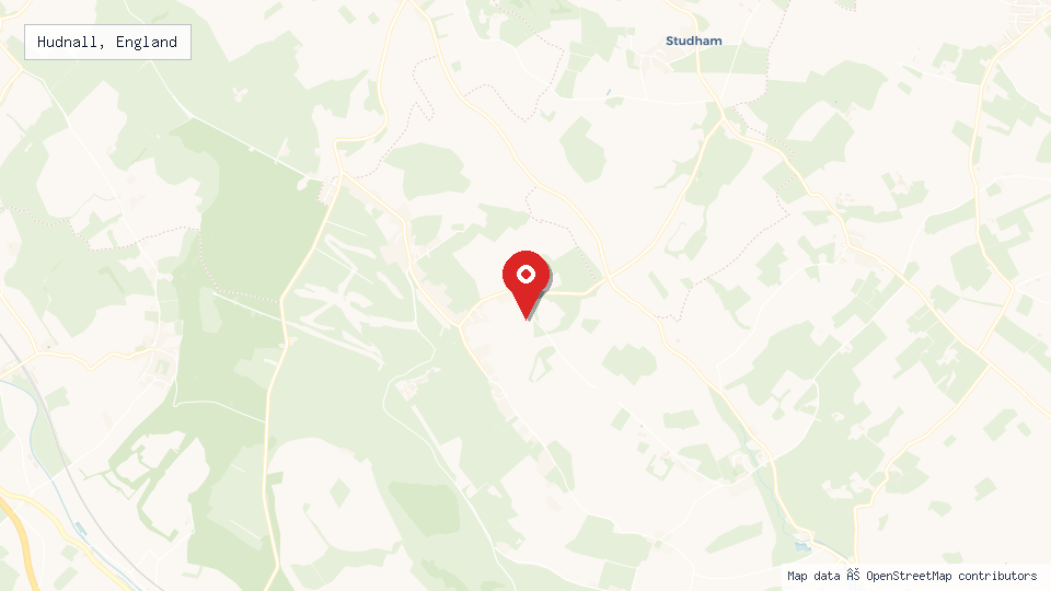 Street map of Hudnall, England with location pin