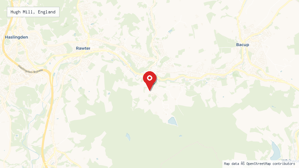 Street map of Hugh Mill, England with location pin