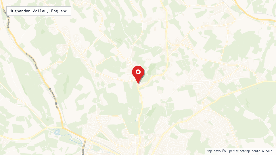 Street map of Hughenden Valley, England with location pin