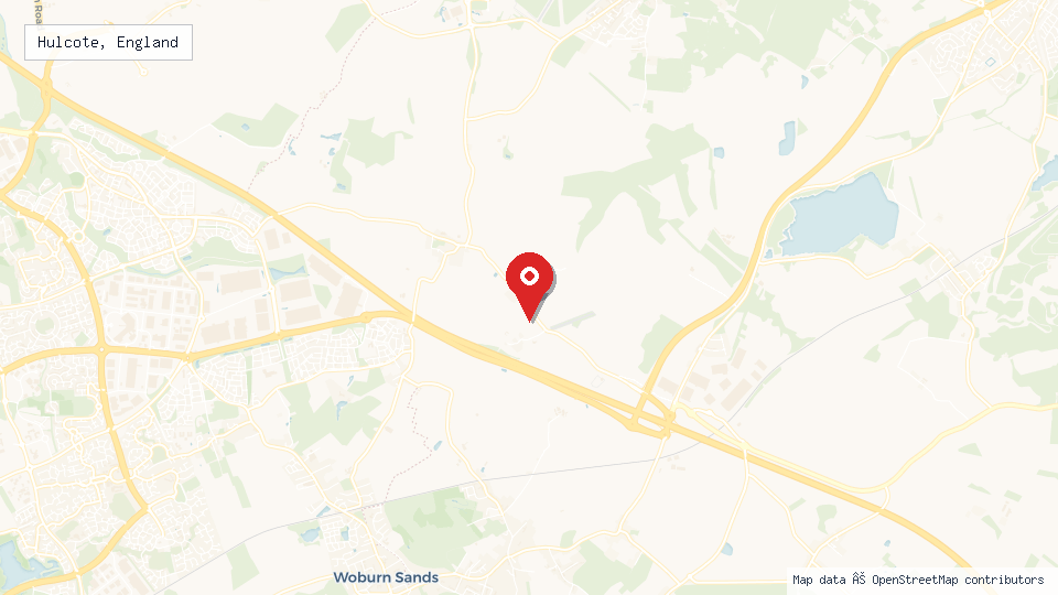 Street map of Hulcote, England with location pin