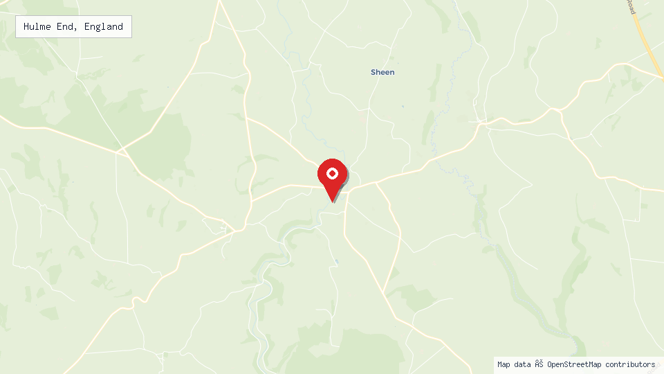 Street map of Hulme End, England with location pin
