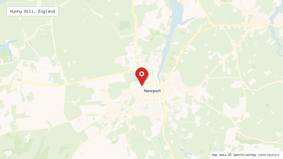 Street map of Hunny Hill, England with location pin