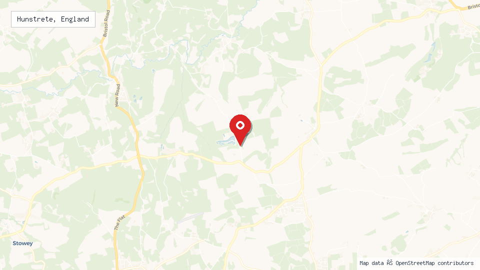Street map of Hunstrete, England with location pin