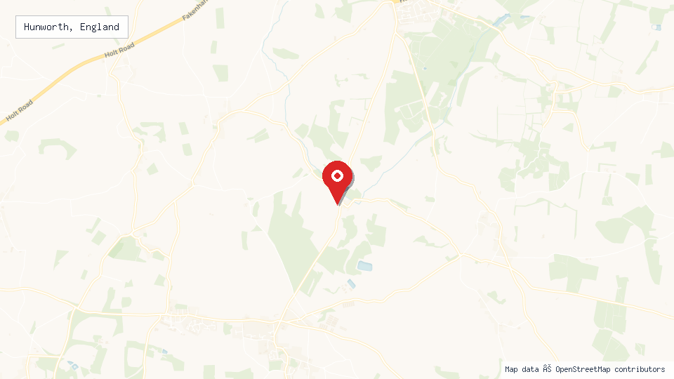 Street map of Hunworth, England with location pin