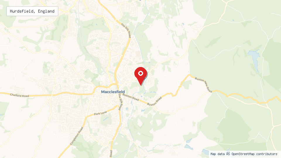 Street map of Hurdsfield, England with location pin