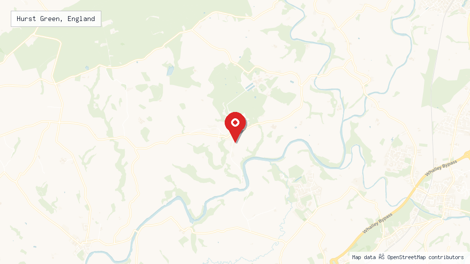 Street map of Hurst Green, England with location pin