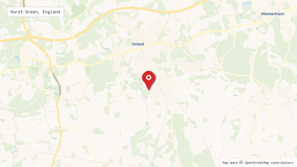 Street map of Hurst Green, England with location pin