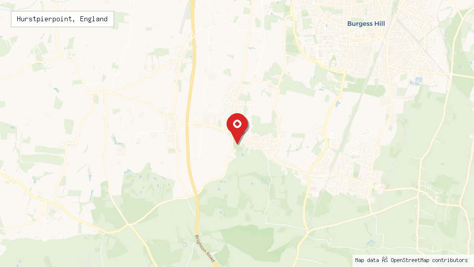 Street map of Hurstpierpoint, England with location pin