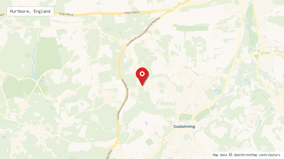 Street map of Hurtmore, England with location pin