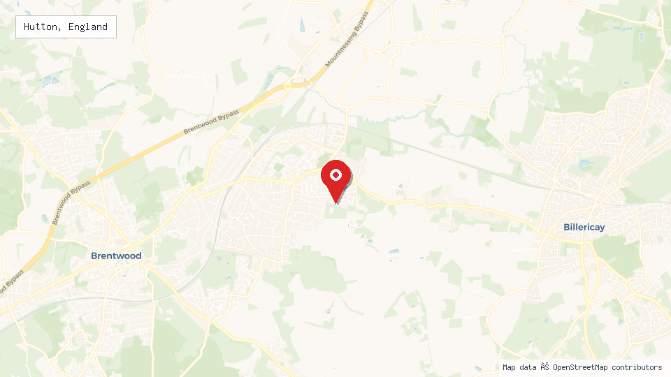 Street map of Hutton, England with location pin