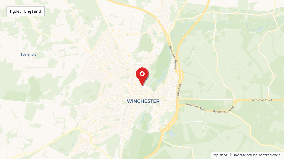 Street map of Hyde, England with location pin