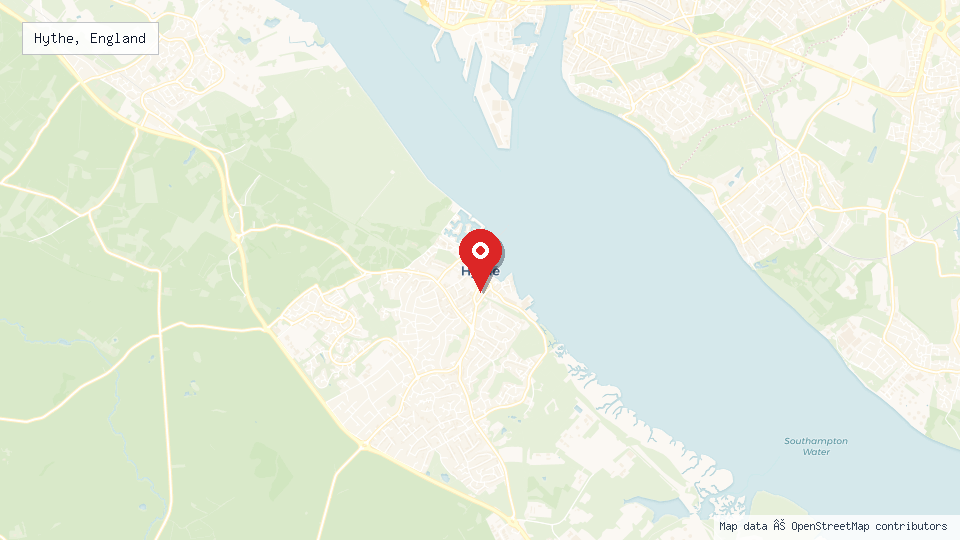 Street map of Hythe, England with location pin
