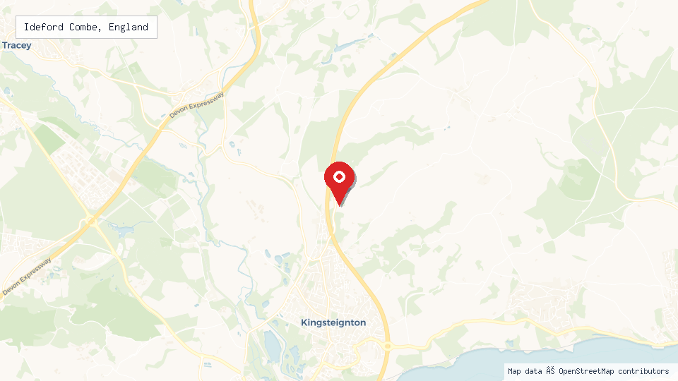 Street map of Ideford Combe, England with location pin