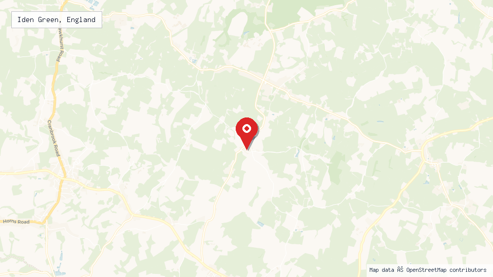 Street map of Iden Green, England with location pin