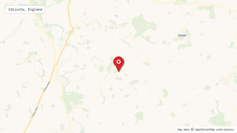 Street map of Idlicote, England with location pin