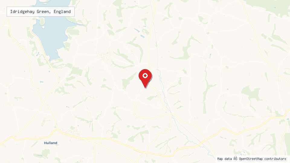 Street map of Idridgehay Green, England with location pin