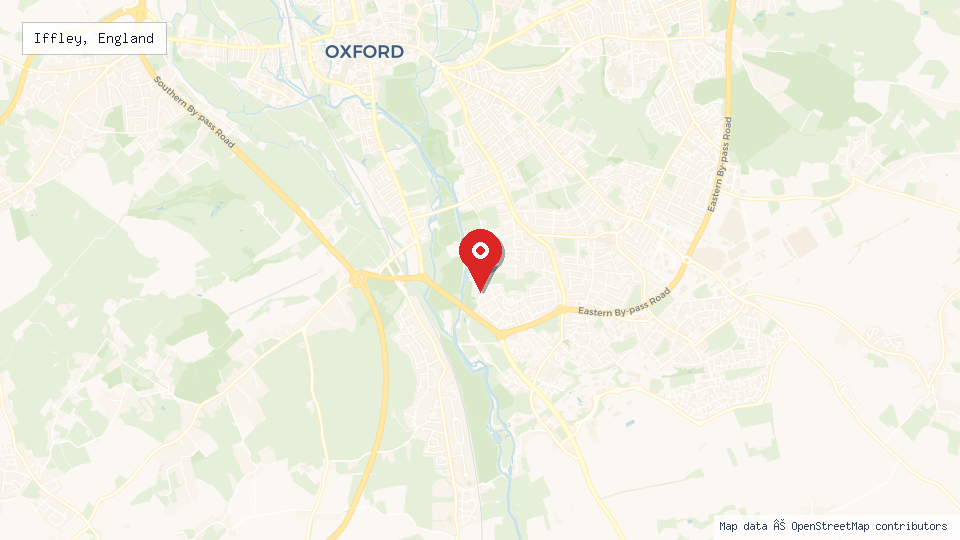 Street map of Iffley, England with location pin