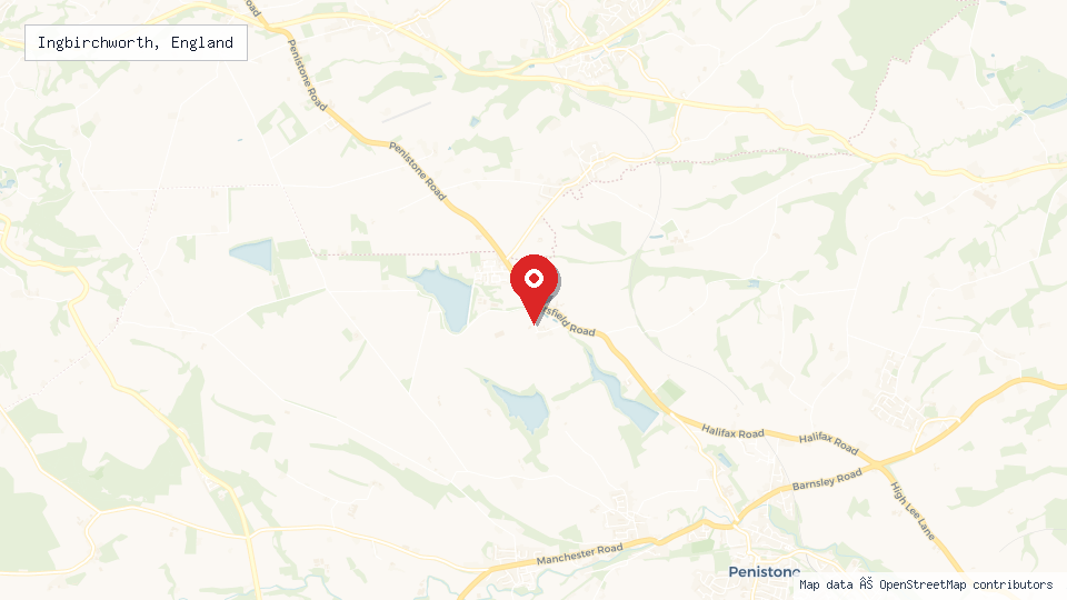 Street map of Ingbirchworth, England with location pin