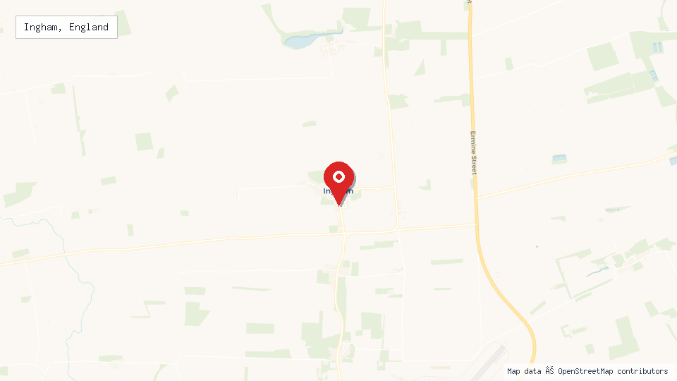 Street map of Ingham, England with location pin
