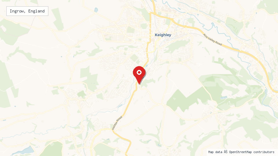Street map of Ingrow, England with location pin